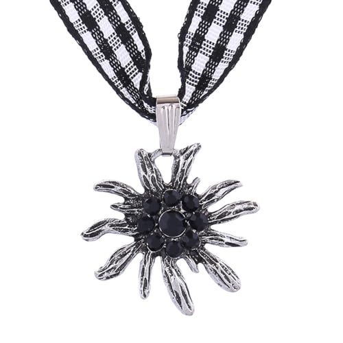 OHREN 1 pcs schwarz Strasskette Edelweiß Schmuck Halsband Bierfest Volksfest Karneval Mottoparty von OHREN