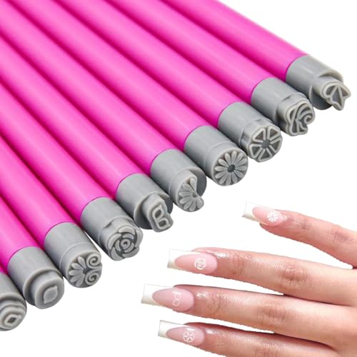 OHREN 10 Stk NailArt Stempelstift Set Tragbare DIY Nail Arts Stempel Stift Schnell Trocknendes Nagel Graffiti Dotting Werkzeug Mit Feiner Spitze Stempeln Sie Nail Arts Zubehör von OHREN