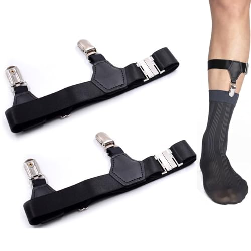 OHREN 2 pcs Einstellbare Herren Socken Strumpfbänder Rutschfeste Sockenhalter Clips Strumpf Garter (Schwarz) von OHREN