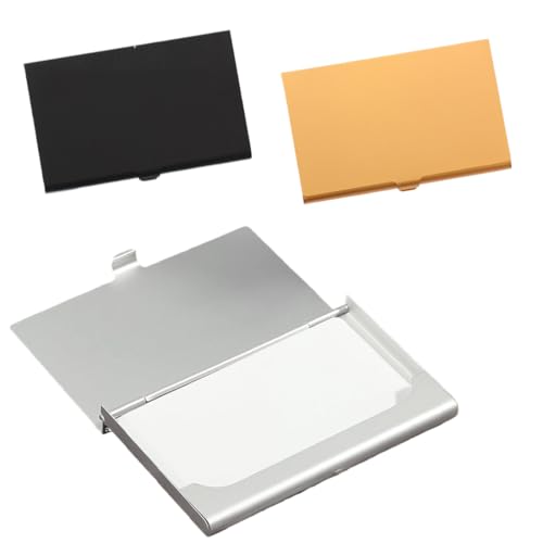 OHREN 3 Stück Professionelle Visitenkartenbox Metall Slim Visitenkartenetui für Herren Damen Visitenkarten Aufbewahrung Box Visitenkartenhalter von OHREN