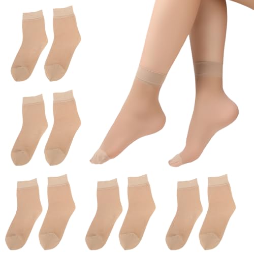 OHREN 5er Pack Seidenfein Nylon Feinsöckchen Strümpfe Damen Nylon Socken Dünne Feinstrümpfe Damen Kurz Seidenstrümpfe(transparent) von OHREN