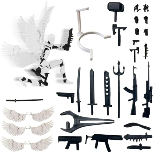 OHREN Actionfiguren-Set, 3D-gedrucktes Mehrgelenk, weiße Flügel, Glücks-Mobilroboter T-13, Schreibtischdekoration für Spieleliebhaber OHREN Actionfiguren-Set, 3D-gedrucktes Mehrgelenk, weiße Flügel, Glücks-Mobilroboter T-13, Schreibtischdekoration für Spieleliebhaber von OHREN
