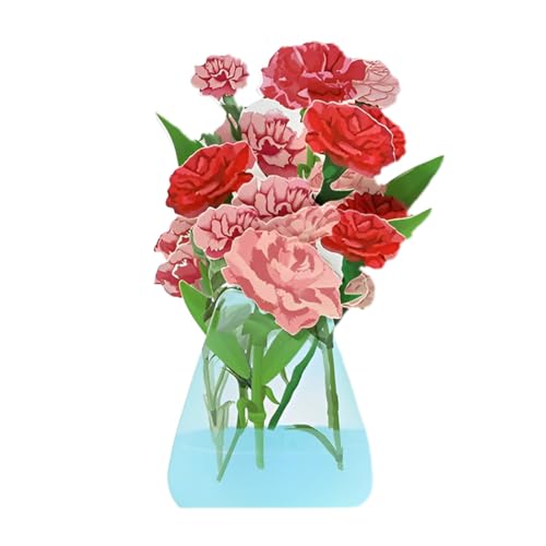 OHREN Gefaltete Blumen-Grußkarte, Papier, Muttertag, Geburtstagskarte, besondere 3D-Pop-up-Karte, Geburtstagsgeschenk für Mama(Nelke) von OHREN