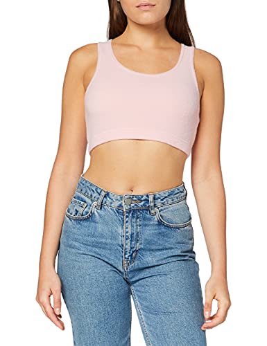 OHS Damen Soft Brushed Textured Rib Crop Tank Top Bralette Womens Comfy Loungewear Hemd, Blush, S-M von OHS