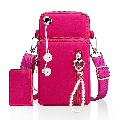 Handytasche Zum Umhängen Damen 3 Pcs Handytasche Zum Umhängen Mädchen Mit Kopfhörer Eingang Handy Tasche Damen Tasche Für Handy Handtasche Zum Umhängen Mit Schlüsselanhänger Perlenkette Kartenetui von OHSN