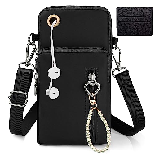 Handytasche Zum Umhängen Mädchen 3 Pcs Handytasche Zum Umhängen Damen Mit Kopfhörer Eingang Handy Tasche Damen Tasche Für Handy Handtasche Zum Umhängen Mit Schlüsselanhänger Perlenkette Kartenetui von OHSN