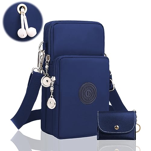 OHSN Handytasche Zum Umhängen Mädchen 2 Pcs Handytasche Zum Umhängen Damen Mit Kopfhörer Eingang Kleine Brieftasche Passport Tasche Umhängetasche Handy Tasche Damen Mit Treasure Blue Pu Kartenetui von OHSN