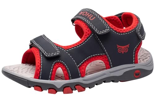 OHU O-Connar Flache Sandale, Steel Grey/Fiery red, 30 EU von OHU