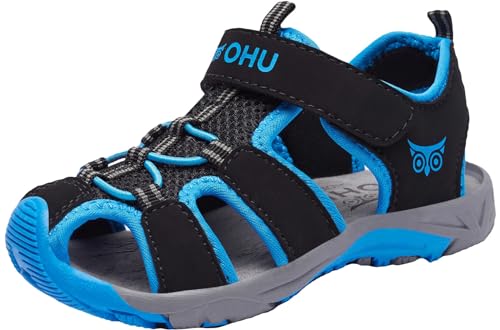 OHU O-San EV Flache Sandale, Jet Black/Sky, 35 EU von OHU