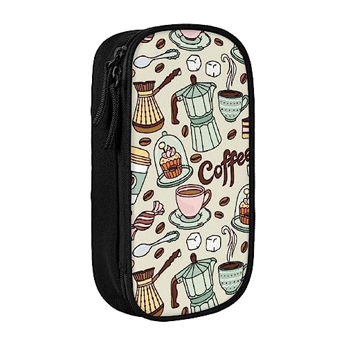 OHWODA Coffee and Sweets Sugar Chocolate printed Large capacity pencil case, durable pencil bag,portable stationery bag,desk organizer von OHWODA