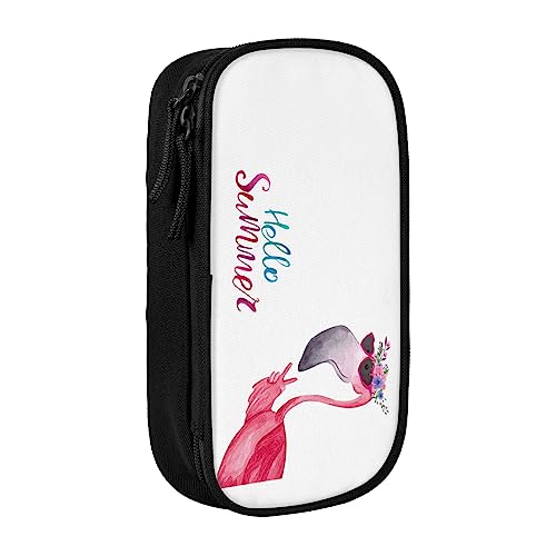 OHWODA Federmäppchen mit Flamingo-Aufdruck, großes Fassungsvermögen, langlebiges Federmäppchen, tragbare Schreibwarentasche, Schreibtisch-Organizer von OHWODA