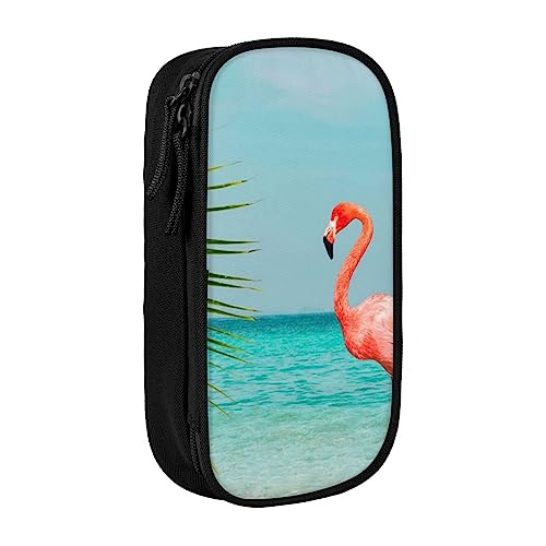 OHWODA Flamingo im Wasser bedruckte große Kapazität Federmäppchen, haltbares Federmäppchen, tragbare Schreibwarentasche, Schreibtisch-Organizer von OHWODA