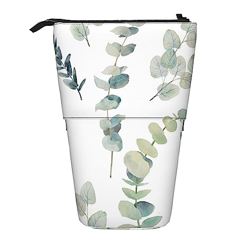 OHWODA Floral Efeu Blüten Baum gedruckt einziehbare Bleistifttasche, vertikale Federmäppchen, tragbare Schreibwaren-Tasche, Schreibtisch-Organizer, Natürlicher, weißer Zweig, Einheitsgröße, Münzbeutel von OHWODA