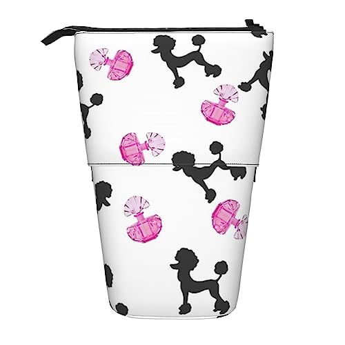 OHWODA Floral Efeu Blüten Baum gedruckt einziehbare Bleistifttasche, vertikale Federmäppchen, tragbare Schreibwaren-Tasche, Schreibtisch-Organizer, Parfümflasche und Pudel für Mädchen, Rosa, von OHWODA