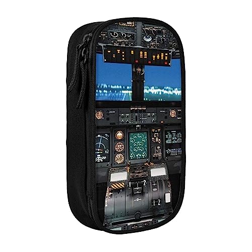 OHWODA Flugzeug Cockpit gedruckt Große Kapazität Bleistift Fall,langlebig Bleistift Tasche,tragbare Schreibwarentasche,Schreibtisch Organizer von OHWODA