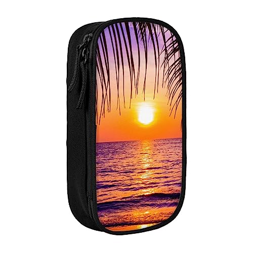 OHWODA Sunset Ocean with Tropical Palm Trees Twilight Scenery printed Large capacity pencil case, durable pencil bag,portable stationery bag,desk organizer von OHWODA