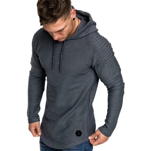 Herren Pullover Hoodie Langarm Slim Fit T-Shirt Pullover Sweatshirt Herren Pullover Rundhals Herren Langarm Pullover Sweatshirt Langarm Rundhals Hoodie T-Shirt Langarm einfarbiger Hoodie von OHXSM