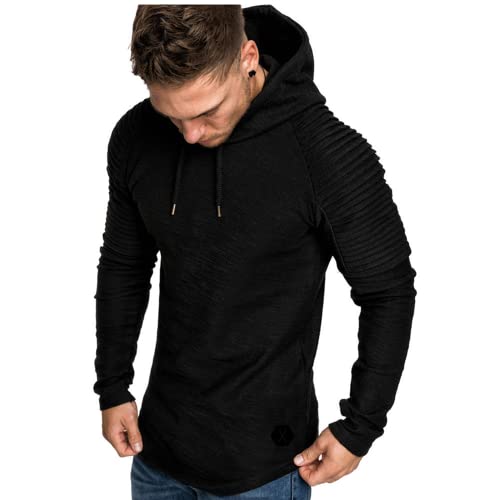 Herren Pullover Hoodie Langarm Slim Fit T-Shirt Pullover Sweatshirt Herren Pullover Rundhals Herren Langarm Pullover Sweatshirt Langarm Rundhals Hoodie T-Shirt Langarm einfarbiger Hoodie von OHXSM