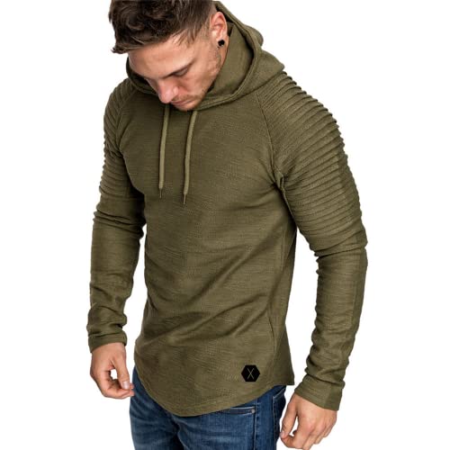 Herren Pullover Hoodie Langarm Slim Fit T-Shirt Pullover Sweatshirt Herren Pullover Rundhals Herren Langarm Pullover Sweatshirt Langarm Rundhals Hoodie T-Shirt Langarm einfarbiger Hoodie von OHXSM