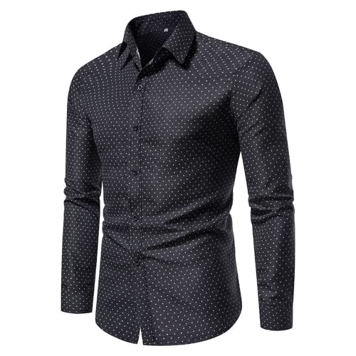 OHXSM Herren Blumen Bedruckt Langarm Button Down Party Casual Fancy Blumenhemden Herrenmode Langarm Button Down Revers Hemd Freizeithemden Herren Freizeithemd Regular Fit Bedrucktes Button Down Hemd von OHXSM