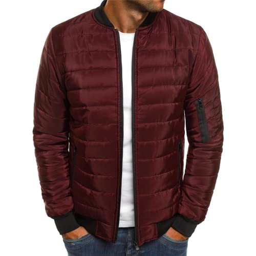 OHXSM Leichte Herrenjacke Wintermantel Stehkragen Übergröße Herren Mantel Warme Jacken Herren Winter Wasserabweisende Outdoorjacke Gesteppte Baumwollpolsterung Winddichte Oberbekleidung Jacken von OHXSM