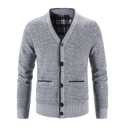 Strickjacke mit V-Ausschnitt für Herren Strickjacke mit Knöpfen Strickjacke mit Knöpfen für Herren Strickjacke mit V-Ausschnitt mit Knöpfen Taschen Strickjacke für Herren mit V-Ausschnitt und Knöpfen von OHXSM