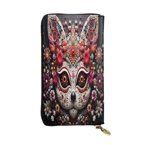 OIBNKCN Böse Blume Kätzchen Premium Leder Geldbörse mit Metall-Reißverschluss, mehrere Kartenfächer Bargeldfächer, ideales Geschenk für Sie oder Ihn von OIBNKCN