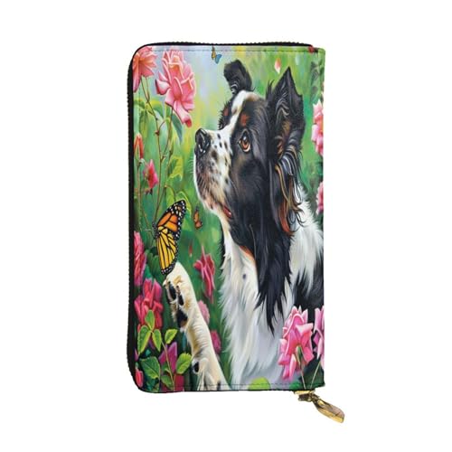 OIBNKCN Border Collie Geldbörse aus hochwertigem Leder mit Metall-Reißverschluss, mehrere Kartenfächer, Bargeldfächer, ideales Geschenk für Sie oder Ihn von OIBNKCN