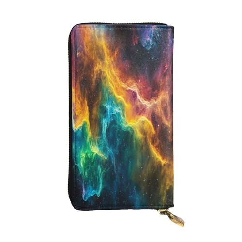 OIBNKCN Bunte Aurora Premium-Leder-Geldbörse mit Metall-Reißverschluss, mehrere Kartenfächer, Bargeldfächer, ideales Geschenk für Sie oder Ihn von OIBNKCN