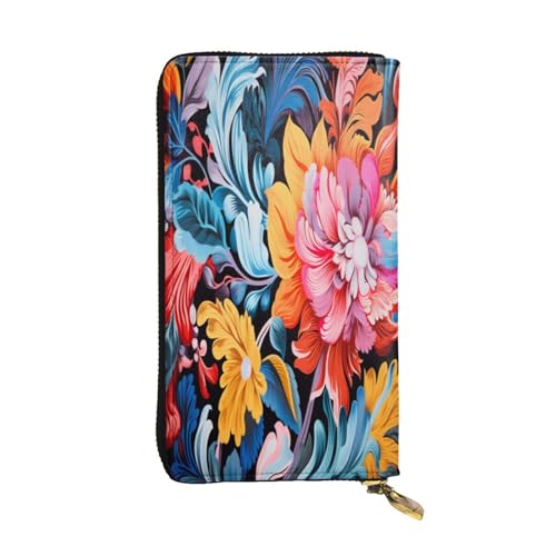 OIBNKCN Bunte Jasmin-Premium-Ledergeldbörse mit Metall-Reißverschluss, mehrere Kartenfächer, Bargeldfächer, ideales Geschenk für Sie oder Ihn von OIBNKCN