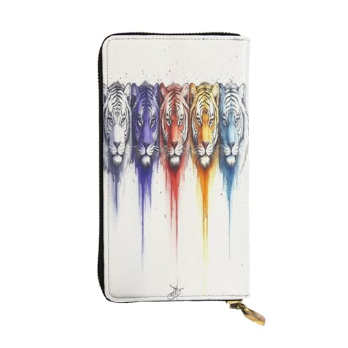 OIBNKCN Bunte Löwenkopf-Geldbörse aus hochwertigem Leder mit Metall-Reißverschluss, mehrere Kartenfächer, Bargeldfächer, ideales Geschenk für Sie oder Ihn von OIBNKCN
