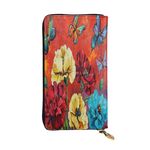 OIBNKCN Butterflies Premium-Ledergeldbörse mit Metall-Reißverschluss, mehrere Kartenfächer, Bargeldfächer, ideales Geschenk für Sie oder Ihn von OIBNKCN
