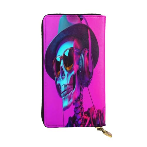 OIBNKCN Coole, geheimnisvolle Skelett-Premium-Ledergeldbörse mit Metall-Reißverschluss, mehrere Kartenfächer, Bargeldfächer, ideales Geschenk für Sie oder Ihn von OIBNKCN