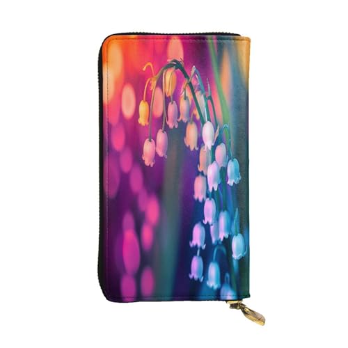 OIBNKCN Die Laterne mit Blumenmotiv aus hochwertigem Leder mit Metall-Reißverschluss, mehrere Kartenfächer und Bargeldfächer, ideales Geschenk für Sie oder Ihn von OIBNKCN