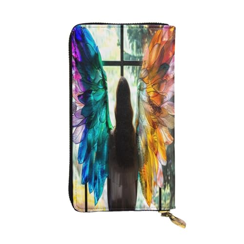 OIBNKCN Die bunte Flügel-Geldbörse aus hochwertigem Leder mit Metall-Reißverschluss, mehrere Kartenfächer und Bargeldfächer, ideales Geschenk für Sie oder Ihn von OIBNKCN
