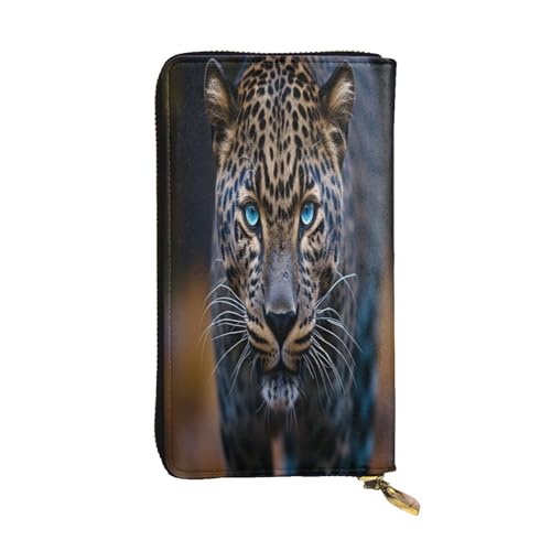 OIBNKCN Die majestätische afrikanische Leoparden-Geldbörse aus hochwertigem Leder mit Metall-Reißverschluss, mehrere Kartenfächer, Bargeldfächer, ideales Geschenk für Sie oder Ihn von OIBNKCN