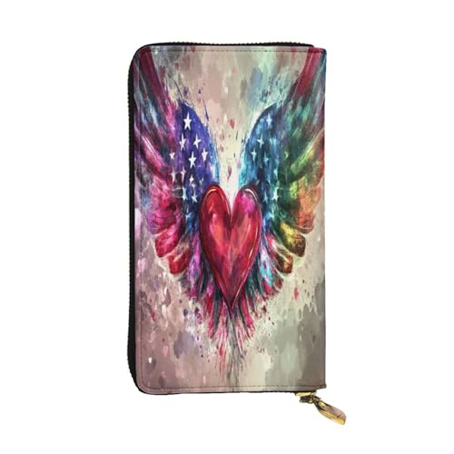 OIBNKCN Dreamy Love Engelsflügel-Geldbörse aus hochwertigem Leder mit Metall-Reißverschluss, mehrere Kartenfächer, Bargeldfächer, ideales Geschenk für Sie oder Ihn von OIBNKCN