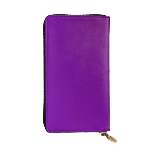 OIBNKCN Dunkelviolette Premium-Ledergeldbörse mit Metall-Reißverschluss, mehrere Kartenfächer, Bargeldfächer, ideales Geschenk für Sie oder Ihn von OIBNKCN