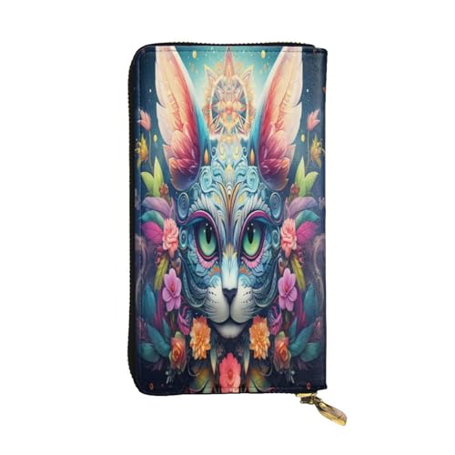 OIBNKCN Fantastische und geheimnisvolle Katzen-Geldbörse aus hochwertigem Leder mit Metall-Reißverschluss, mehrere Kartenfächer, Bargeldfächer, ideales Geschenk für Sie oder Ihn von OIBNKCN