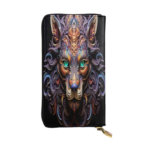OIBNKCN Fantasy Metal Lion Head Premium Leder Geldbörse mit Metall-Reißverschluss, mehrere Kartenfächer Bargeldfächer, ideales Geschenk für Sie oder Ihn von OIBNKCN