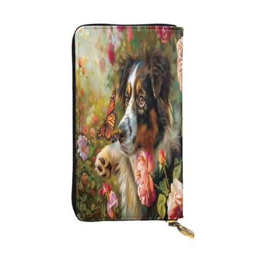 OIBNKCN Friendly Border Collie Geldbörse aus hochwertigem Leder mit Metall-Reißverschluss, mehrere Kartenfächer, Bargeldfächer, ideales Geschenk für Sie oder Ihn von OIBNKCN
