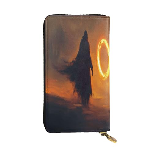 OIBNKCN Geheimnisvolle Figur, Premium-Ledergeldbörse mit Metall-Reißverschluss, mehrere Kartenfächer, Bargeldfächer, ideales Geschenk für Sie oder Ihn von OIBNKCN