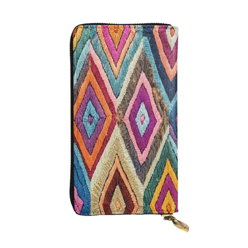 OIBNKCN Geheimnisvolle bunte Muster, Premium-Ledergeldbörse mit Metall-Reißverschluss, mehrere Kartenfächer, Geldfächer, ideales Geschenk für Sie oder Ihn von OIBNKCN