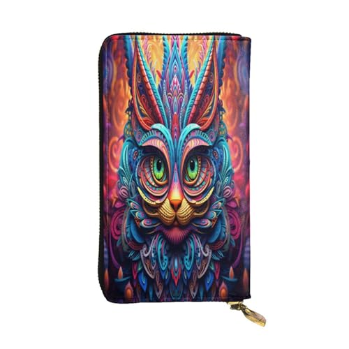 OIBNKCN Geheimnisvolle und farbenfrohe Katzen-Geldbörse aus hochwertigem Leder mit Metall-Reißverschluss, mehrere Kartenfächer, Bargeldfächer, ideales Geschenk für Sie oder Ihn von OIBNKCN