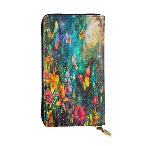 OIBNKCN Geheimnisvolle und schöne Garten-Premium-Ledergeldbörse mit Metall-Reißverschluss, mehrere Kartenfächer, Bargeldfächer, ideales Geschenk für Sie oder Ihn von OIBNKCN