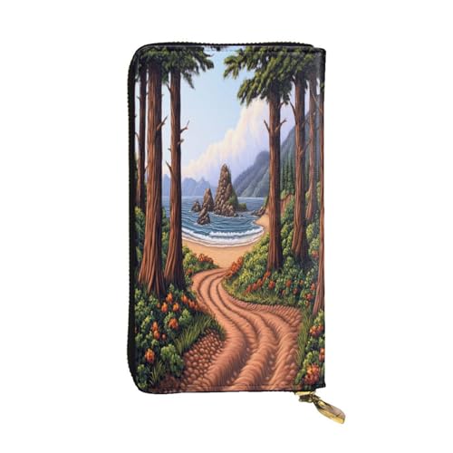 OIBNKCN Geheimnisvoller Dschungelpfad, Premium-Ledergeldbörse mit Metall-Reißverschluss, mehrere Kartenfächer, Bargeldfächer, ideales Geschenk für Sie oder Ihn von OIBNKCN