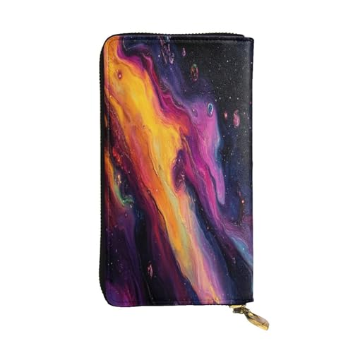 OIBNKCN Geheimnisvoller Regenbogenhimmel, Premium-Ledergeldbörse mit Metall-Reißverschluss, mehrere Kartenfächer, Bargeldfächer, ideales Geschenk für Sie oder Ihn von OIBNKCN