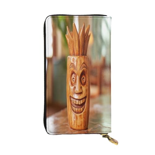 OIBNKCN Geheimnisvolles lächelndes Gesicht, Premium-Ledergeldbörse mit Metall-Reißverschluss, mehrere Kartenfächer, Bargeldfächer, ideales Geschenk für Sie oder Ihn von OIBNKCN