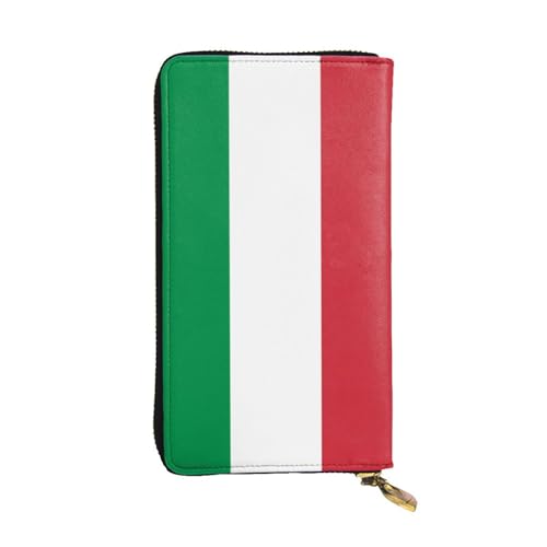 OIBNKCN Geldbörse aus hochwertigem Leder mit italienischer Flagge, mit Metall-Reißverschluss, mehrere Kartenfächer, Bargeldfächer, ideales Geschenk für Sie oder Ihn von OIBNKCN