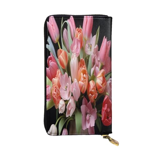 OIBNKCN Geldbörse mit Blumenstrauß, Premium-Leder mit Metall-Reißverschluss, mehrere Kartenfächer, Bargeldfächer, ideales Geschenk für Sie oder Ihn von OIBNKCN